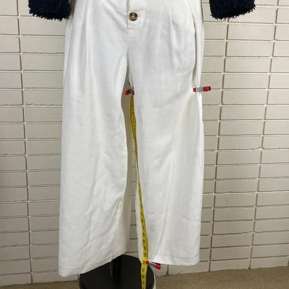 White contemporary high waist button fly wide pull on leg pants sz Extra large - Picture 16 of 17